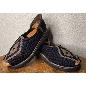 CHUBASCO Ch-Aztec Mens Size 10 Black/Tan Hand Made In Mexico Sandals
